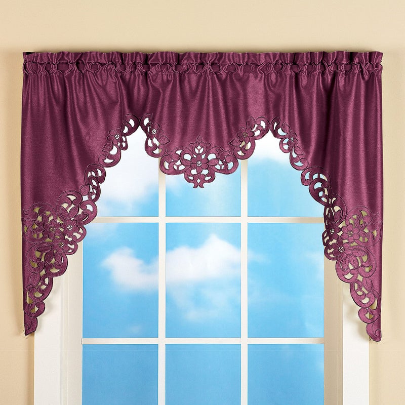 Collections Etc Elegant Scroll Window Valance Burgundy 58" X 36", Burgundy, 58" X 36" - Image 2